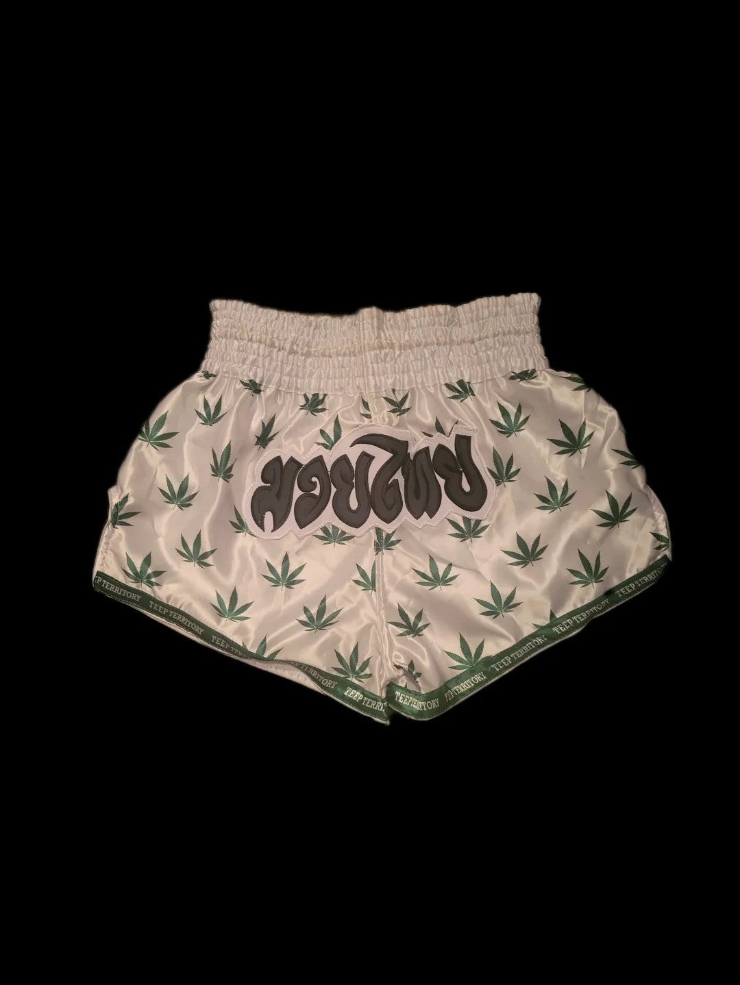Teep Territory Cannabis Muay Thai Shorts (White)