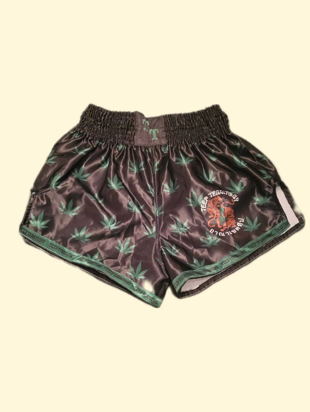 Teep Territory Cannabis Muay Thai Shorts (White)